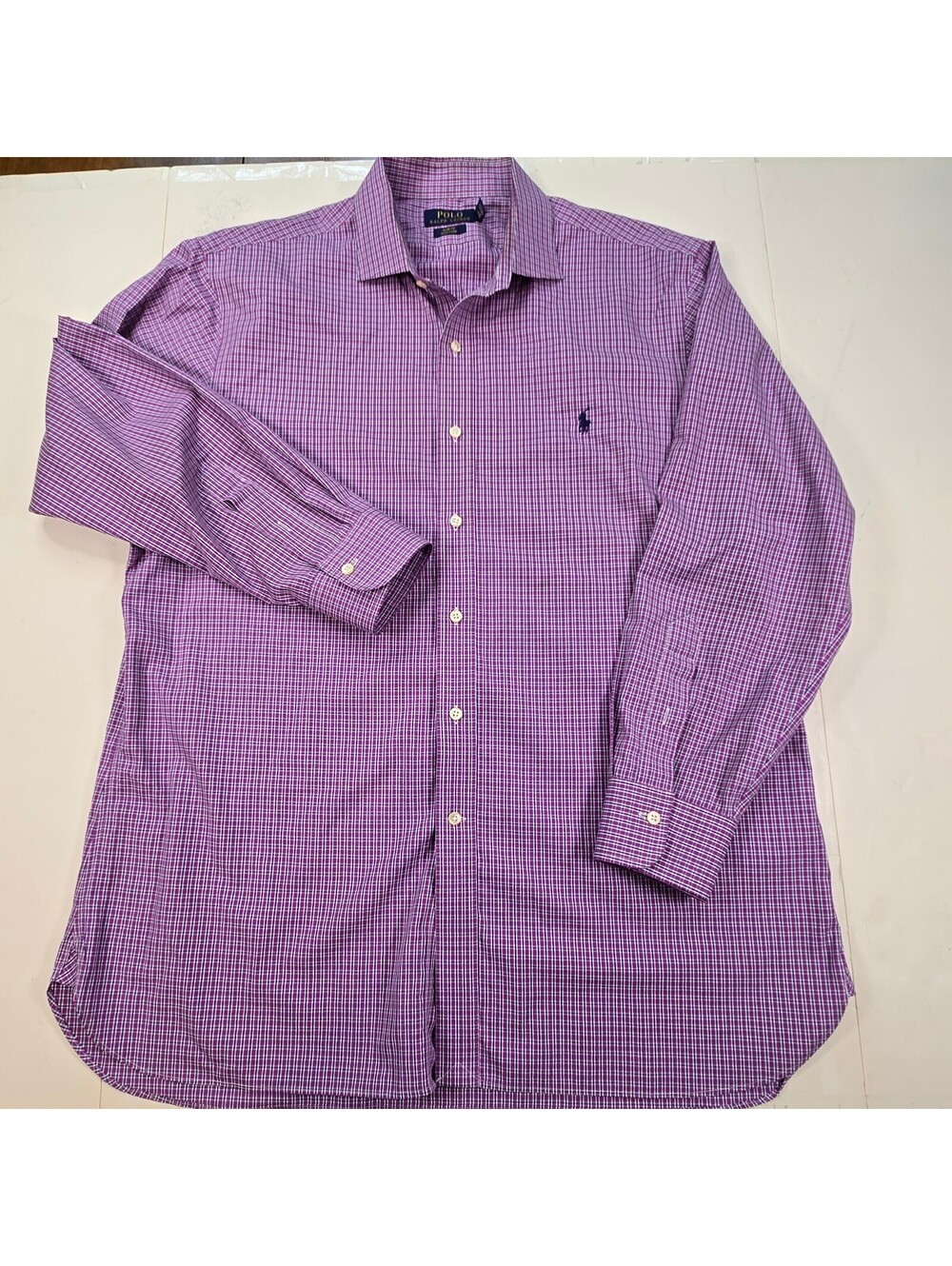 Polo Ralph Lauren Slim Fit Easy Care Shirt Purple Check 18 34/35